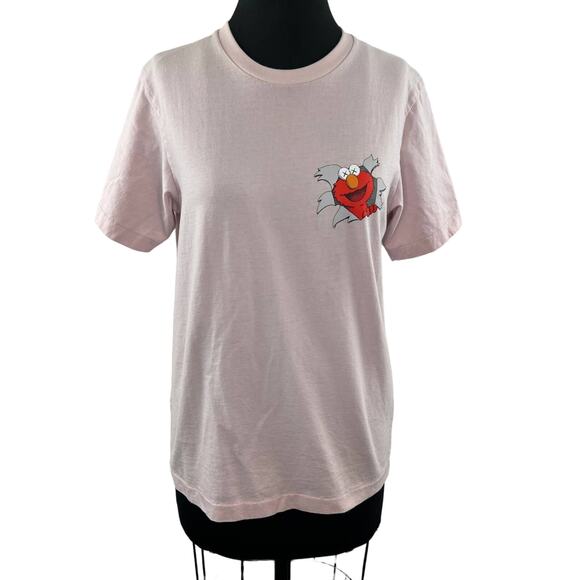 KAWS x Uniqlo x Sesame Street Pink Short Sleeve Crew Elmo Graphic Tee Shirt S - Picture 1 of 11